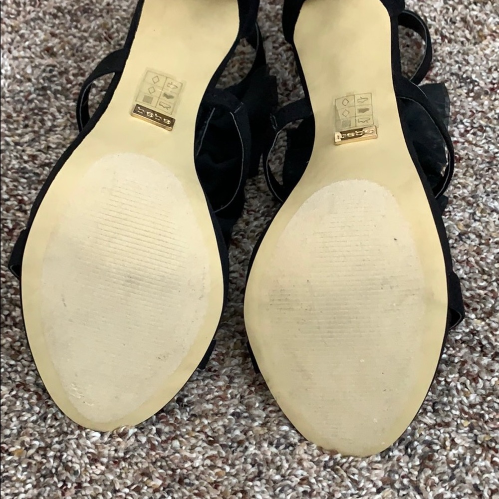 Bebe Gladyssa Black Chiffon Heels, sz 10 - Picture 5 of 8